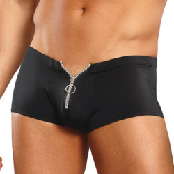 male power Boxer court avec Zip Ring & Short Noir